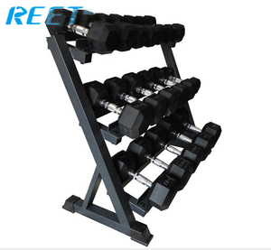 Nhà Máy Giá Custom Logo Thể Thao Phòng Tập Thể Dục Thiết Bị 3 Tier Hex Cao Su Dọc Quả Tạ Giá - Product Image 3