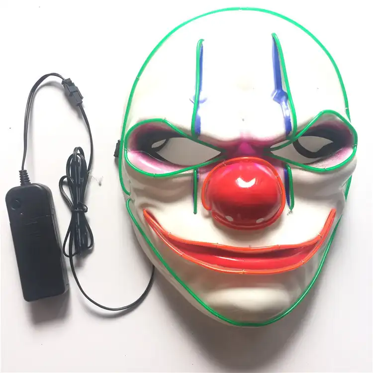 Masque d'halloween lumineux à Led de haute qualité, 4 modes d'éclairage, effrayant Clown, EL wire, pour spectacle, EDM et festival, livraison gratuite
