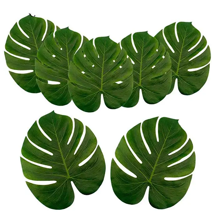 Fournitures de décoration de fête hawaïenne de 6 pouces, fausses feuilles de palmier tropicales, décorations pour Luau, mariage, Jungle, fête à thème, vente en gros