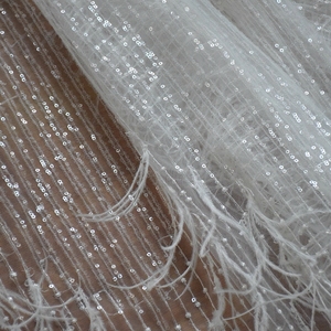 Tessuto da sposa nigeriano Lacwe pizzo <span class=keywords><strong>bianco</strong></span> piuma con paillettes <span class=keywords><strong>abito</strong></span> da sposa HY0740-2 - Product Image 2