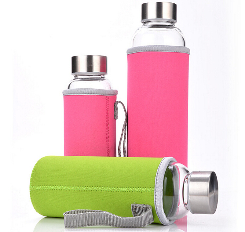 18.5 Oz Glass Water Bottle-l Glass Bottle Tea Cup Tea Bottle And Handmade Colorful Handle Nylon Sleeve