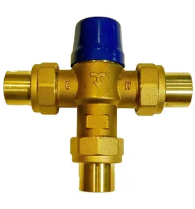 100-140F temperatura de agua ajustable latón Válvula de mezcla termostática