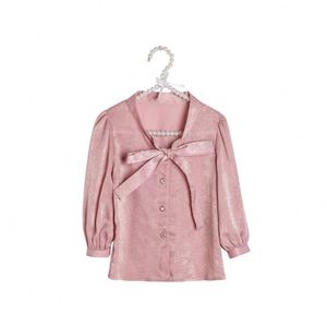 Los niños de los fabricantes de niños normales de gasa manga larga nudo de lazo bebé blusas - Product Image 2
