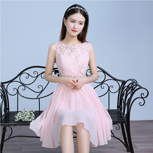 2017 de alta calidad de <span class=keywords><strong>la</strong></span> boda bribal vestido bien corta carne Rosa falda mujeres damas blanco vestido de novia - Product Image 1