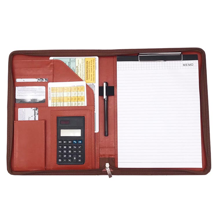 Personalized superior quality office supplies pu leather portfolio file folder