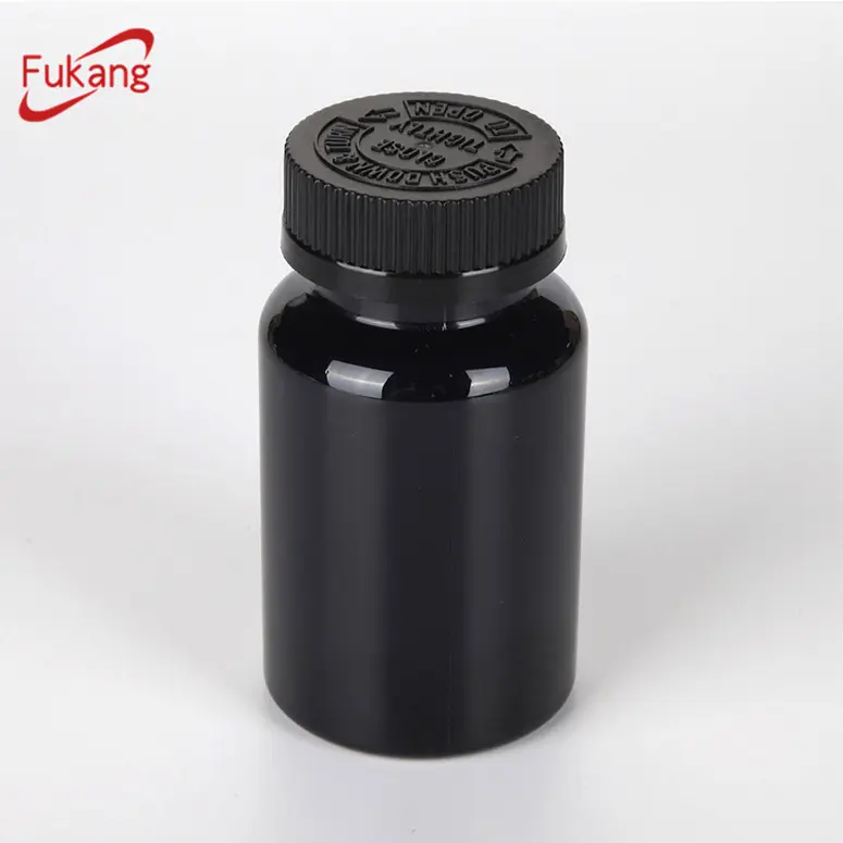 Bouteille réparatrice en plastique noir, 250/120cc, avec capuchon étanche pour enfants, pot noir en pet pour pilules et capsules