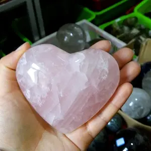 Gema en forma de corazón de cristal de cuarzo rosa natural de gran tamaño para amantes/regalo de boda, estatuilla semi preciosa tallada a mano