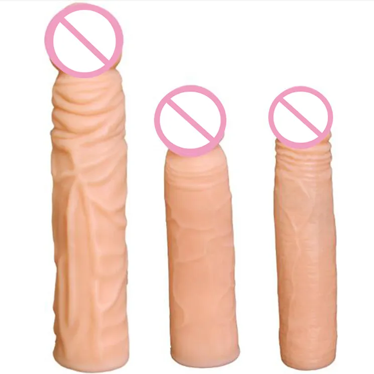 Adult Penis Sleeve Wieder verwendbare Kondome Sexspielzeug für Männer Verzögerung Ejakulation G-Punkt-Stimulation Sicherer Empfängnis verhütung Cockring Extender