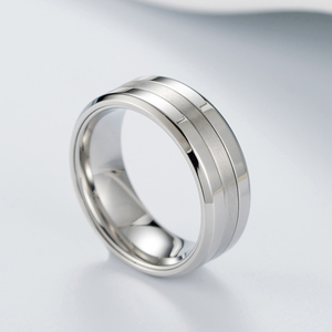Anello in Acciaio al Titanio Nero Opaco 8mm Personalizzato OEM, con Centro Scanalato, Gioiello Minimalista <span class=keywords><strong>di</strong></span> Promessa per Lui - Product Image 4