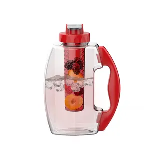 Free Sample 60oz 1.8 Liter BPA Free PET Plastic Fruit Infuser Water Jug with Handle