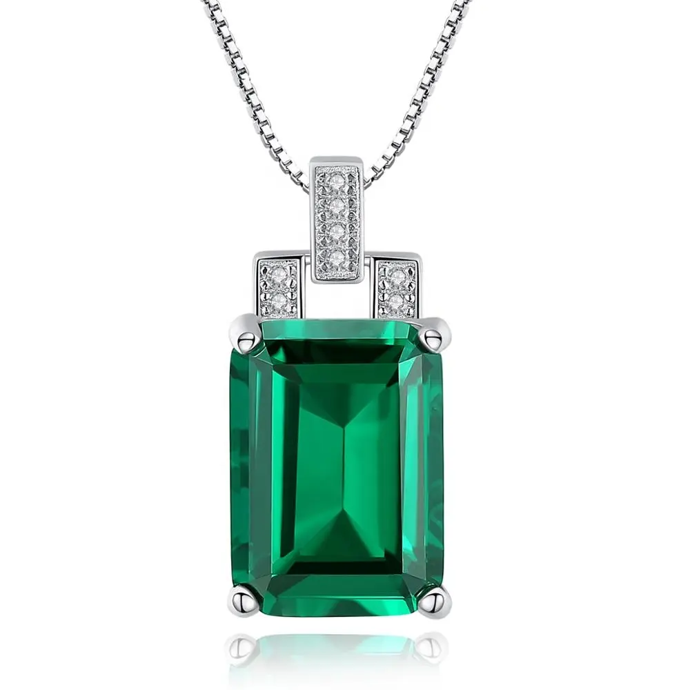 CZCITY High Quality Green Topaz 925 Silver Fashion Pendant Jewelry Necklace for Women