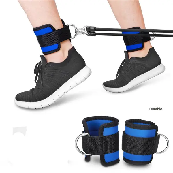 Réglable Cuisse Poulie Cheville Bracelet avec Anneau En D pour L'entraînement De Musculation Exercice Gym Hommes Femmes