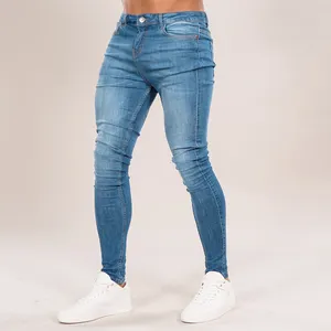 באיכות גבוהה אופנה ג 'ינס לגברים סקיני ג' ינס אור כחול Men'S סקיני למתוח ג 'ינס מקורי