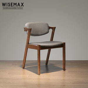 WISEMAX FURNITURE Sedia da Pranzo Design <span class=keywords><strong>Giapponese</strong></span> a Forma di Z Rivestita in Tessuto con Gambe in Legno - Product Image 3