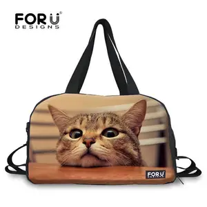 Cat Design Sublimation Printing Canvas Eminent Ladies Sport Travel Bag for Travel