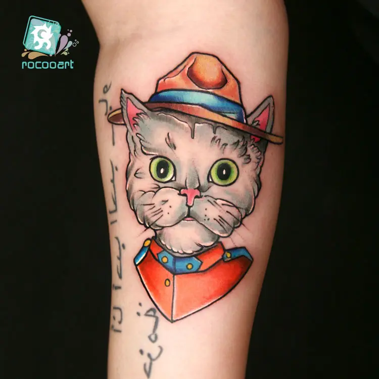 Wasserdichte temporäre Mode Koi Fisch Katze Tier Tattoo Designs für Mann und Frau gefälschte Arm Ärmel temporäre Tattoo Lieferungen