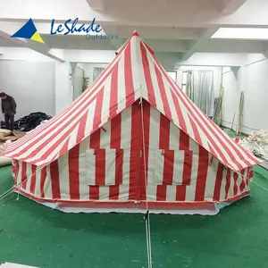 White and Red Striped Canvas Bell Tent 4m