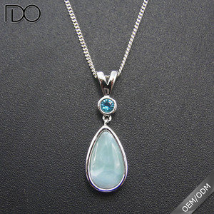 Blue Topaz With Blue <strong>Larimar</strong> Charms Pendants for Women Natural <strong>Larimar</strong> <strong>Jewelry</strong> - Product Image 1
