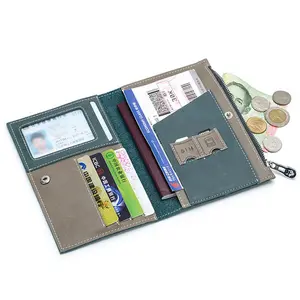 Portafoglio Organizzatore in Vera Pelle Sdoppiata Impermeabile Vintage Unisex COWHERD per Passaporto e Carte - Vendita all'Ingrosso - Product Image 1