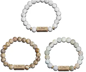 fashion natural stone inspired word charm bracelets custom logo charm bracelets 2019 souvenir gifts for him her couples
