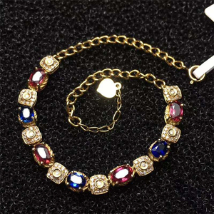 Sri Lanka di alta qualità naturale blu zaffiro rosso <span class=keywords><strong>rubino</strong></span> braccialetti di lusso di disegno 18k belle <span class=keywords><strong>gioielli</strong></span> in oro del braccialetto - Product Image 4