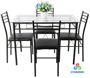 Bàn Ăn đặt bàn ăn đồ nội thất phòng ăn kính bàn ăn với 4 ghế Nhà cung cấp - Product Image 1