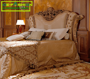 Pháp phong cách Châu Âu cổ đồ nội thất buôn gỗ mới nhất king size nút lớn chần sợi vòng upholsteded giường da - Product Image 3