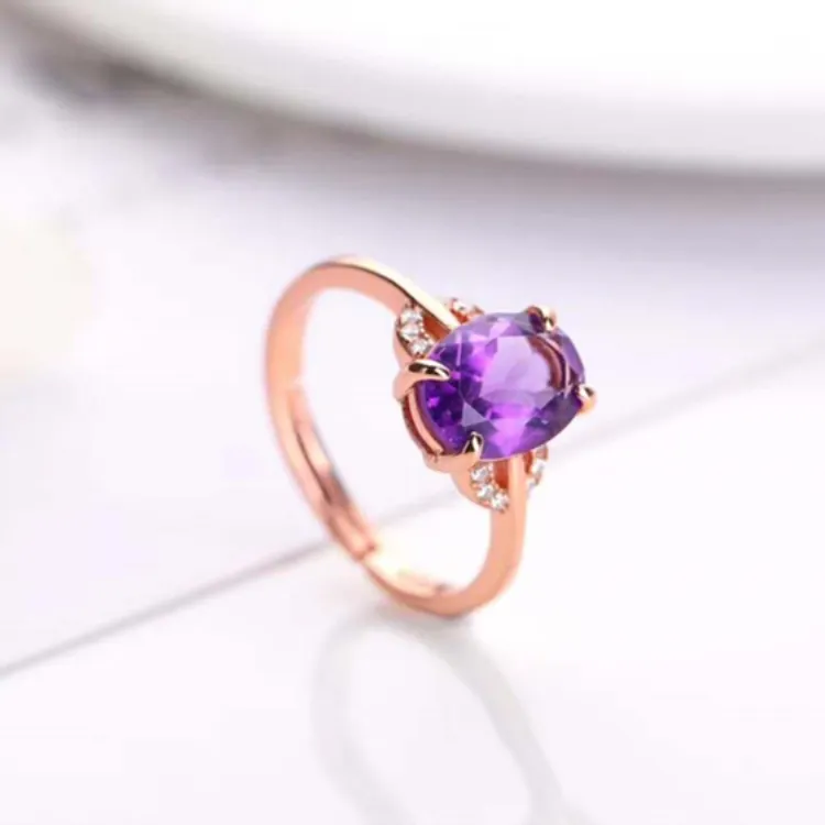 crystal 18k gold plated 925 sterling silver natural amethyst ring for women sterling silver thomas aristotle thomas ring