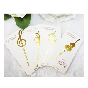 Popular Custom Oem Brass Cut Out Gold Plated Music Funny Blank Metal Bookmark