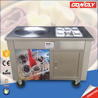 Commerciële roestvrijstalen 304 ijsrolmachine met ijsbak, hoge productiviteit voor ijssiroop, yoghurt & noten, nieuw