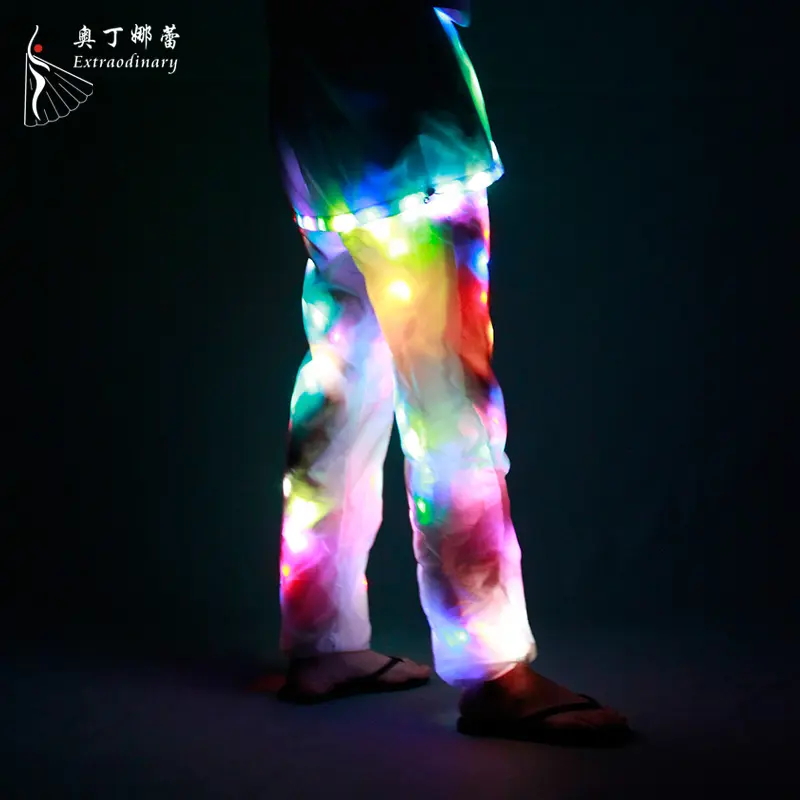 LED Costume Rainbow Luminous Clothing light up fashion pants Christmas Halloween LED pants for Performance Wear