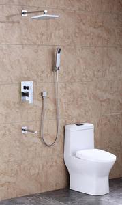 Salle de bain carrée Chrome Moderne Contemporain Céramique Poli CUPC Luxe <span class=keywords><strong>Douche</strong></span> Mitigeur Système Montage Mural <span class=keywords><strong>Baignoire</strong></span> <span class=keywords><strong>Douche</strong></span> Robinet Ensemble - Product Image 5