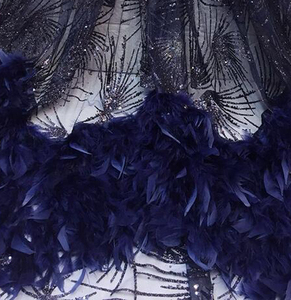 Tessuto romantico elegante e moderno da sposa 3D con piume di pizzo tessuto con paillettes - Product Image 2