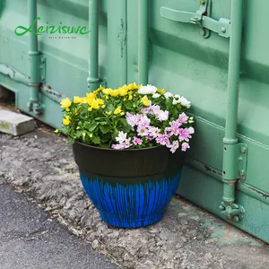 Leizisure Màu Xanh Gốm Tìm Kiếm Nhựa Flowerpots Trang Trí Sân Vườn Tráng Men Gốm Trồng Hoa Chậu