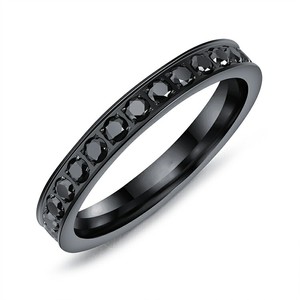 <span class=keywords><strong>Anello</strong></span> <span class=keywords><strong>da</strong></span> Uomo Personalizzato in Acciaio Inossidabile Placcato con Zirconio Nero, Design Contemporaneo, Prezzo all'Ingrosso - Product Image 1
