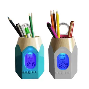 Reloj despertador electrónico con punta de lápiz, calendario, a la moda, para regalo