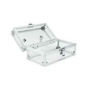 Transparent Acrylic Heavy Duty Stylist Makeup Aluminum Jewelry Box