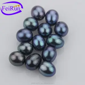 8-9mm peacock black color drop Natural Freshwater Loose Pearls LS211