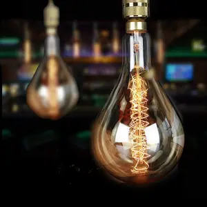 E27 Dimmable Oversized Edison Bulb 60W Spiral Filament Vintage Decorative Pear Light Bulbs PS52