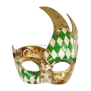 Masques de mascarade vénitienne pour hommes, série or et violet, design vintage à carreaux, décorations d'Halloween - Product Image 2