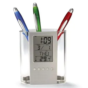 Quảng Cáo LCD Kỹ Thuật Số Bảng Âm Nhạc Báo Thức Lịch Đồng Hồ Với Penholder