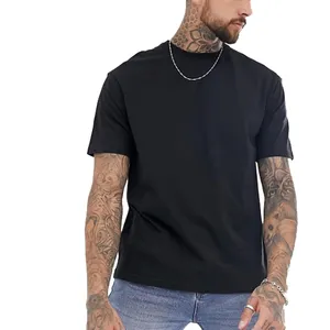 남성 스트리트 힙합 캐주얼 편안한 T 셔츠 남성용 코튼 일반 Boxy Black Fit Tshirt