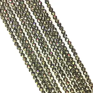 2mm 3mm 4mm de qualité naturelle AAA pyrite fabrication de bijoux perles rondes brillantes micro facettes pyrite perles de pierres précieuses