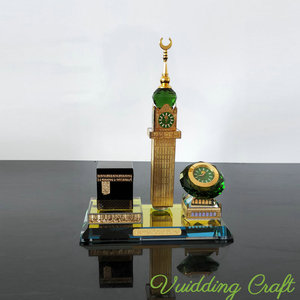 Modelo Kaaba negro de cristal con <span class=keywords><strong>torre</strong></span> y <span class=keywords><strong>reloj</strong></span> de diamante verde para Decoración - Product Image 1