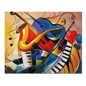 Abstrato instrumento musical guitarras, imagem acrílica, design personalizado, tela artesanal, pintura a óleo