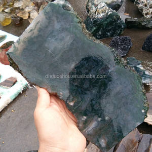 Rebanadas de piedras <span class=keywords><strong>preciosas</strong></span> semipreciosas de ágata musgo áspera de corte natural, venta al por mayor para decoración del hogar - Product Image 3