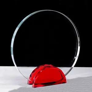 MH-NJ00544 glas trophäe plaque blank kristall glas trophäe mit rot basis