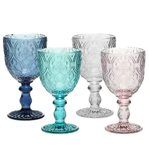 SXGC — verre à vin en relief, couleur unie, lavable au lave-vaisselle, jeux de verres à vin avec différentes couleurs