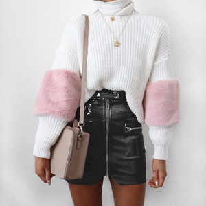 Nouvelles jupes en <span class=keywords><strong>cuir</strong></span> PU rose, jupes sexy d'été pour femmes, fines, fendues, avec fermeture éclair et bouton métallique, mini-<span class=keywords><strong>jupe</strong></span> - Product Image 6