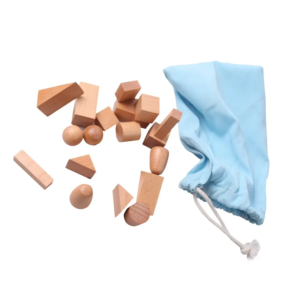 Materiais montessori. brinquedos educativos de madeira. bolsa estereognóstica
